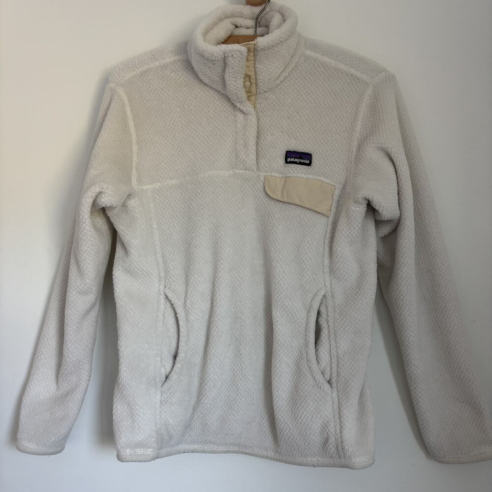 Patagonia Womens XS Polartec Re-Tool Sweater Snap T Fleece Pullover Cream